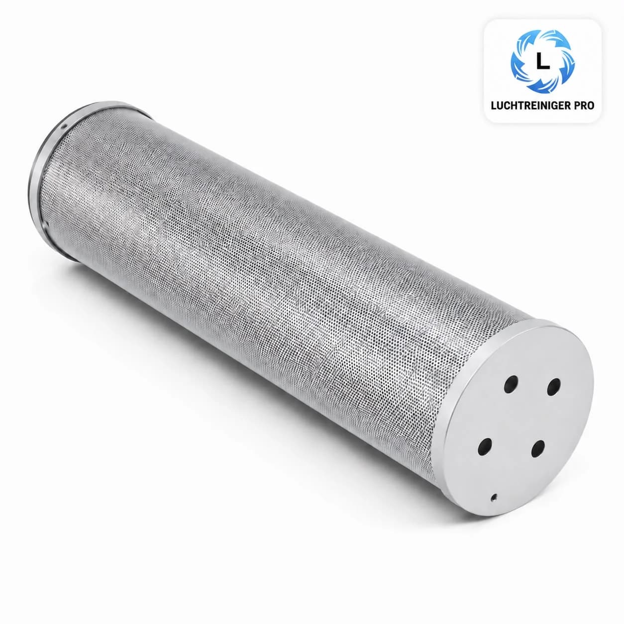 Activated carbon filter cylinder cartridge for professional commercial kitchen odor abatement.