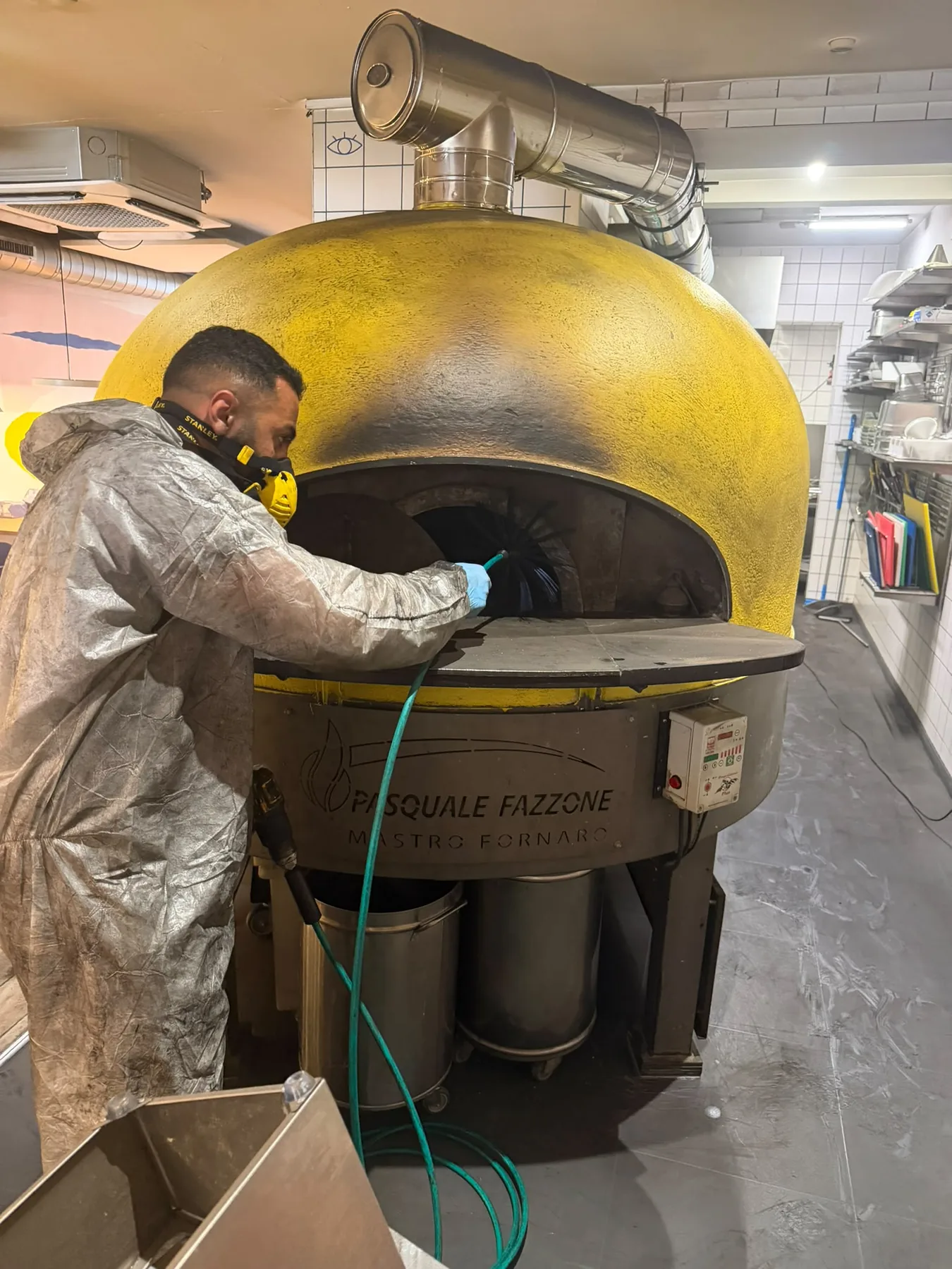 Air ductwork during professional cleaning work.